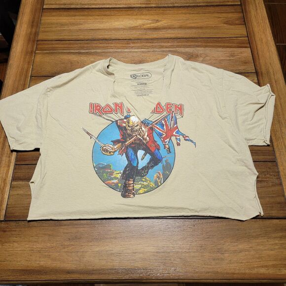 G Lobal Tan SS Cut Crop Tee "Iron Maiden" - Size XL - Picture 1 of 5